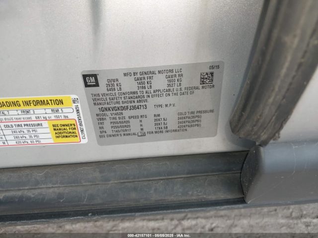 1GNKVGKD6FJ364713 Chevrolet Traverse 1lt