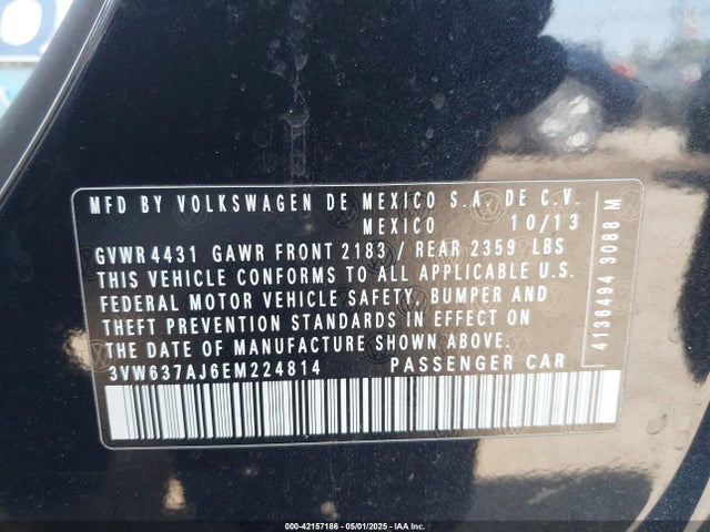 3VW637AJ6EM224814 Volkswagen 2014