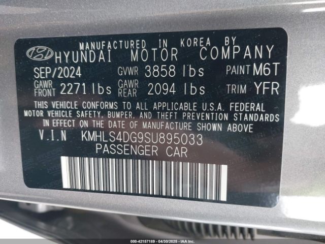 KMHLS4DG9SU895033 Hyundai mpi nu pe