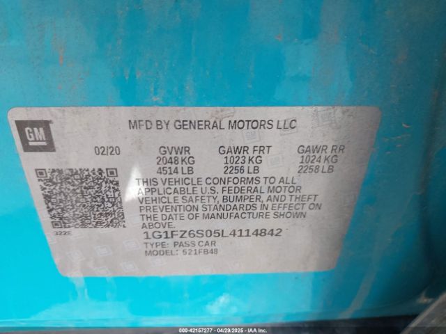 2020 CHEVROLET BOLT EV 1G1FZ6S05L4114842 Photo 8