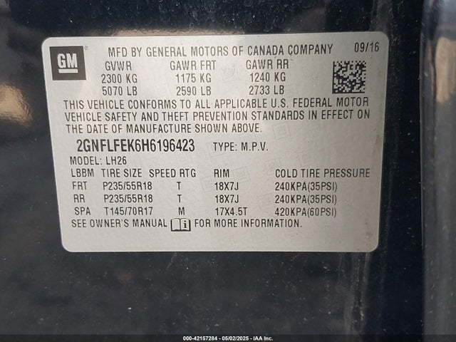 2GNFLFEK6H6196423 Chevrolet EQUINOX LT