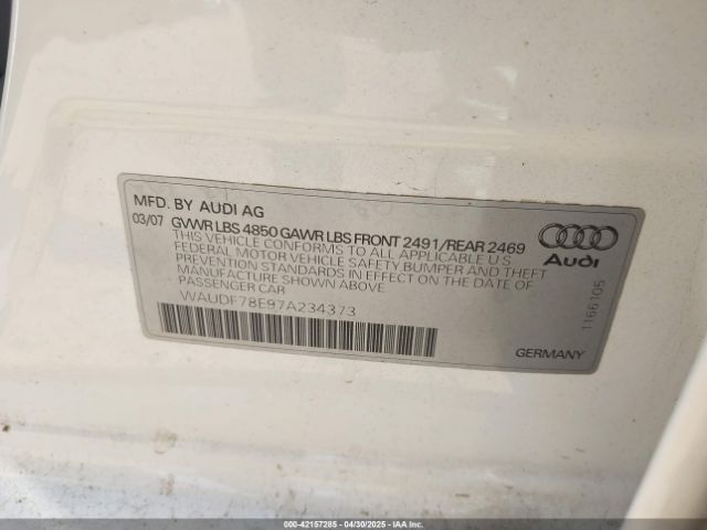 2007 AUDI A4 WAUDF78E97A234373 Photo 8
