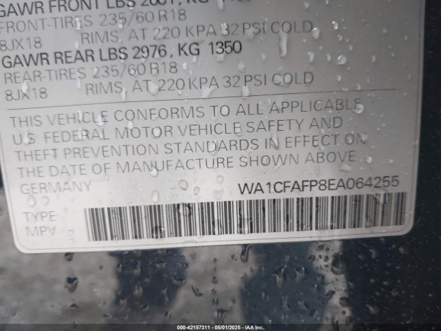 WA1CFAFP8EA064255 Audi Q5 2.0t Premium
