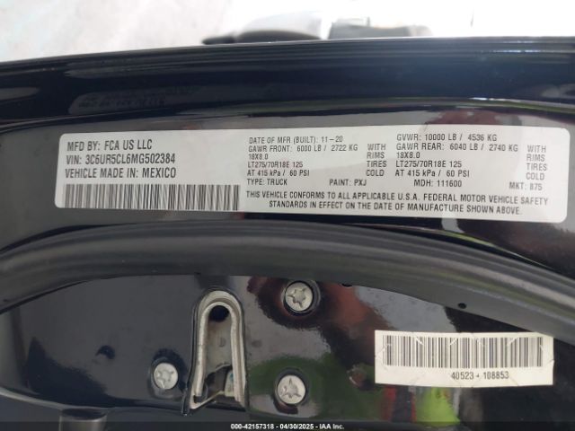 3C6UR5CL6MG502384 RAM 2500