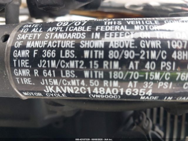 2008 KAWASAKI VN900 JKAVN2C148A016354 Photo 9