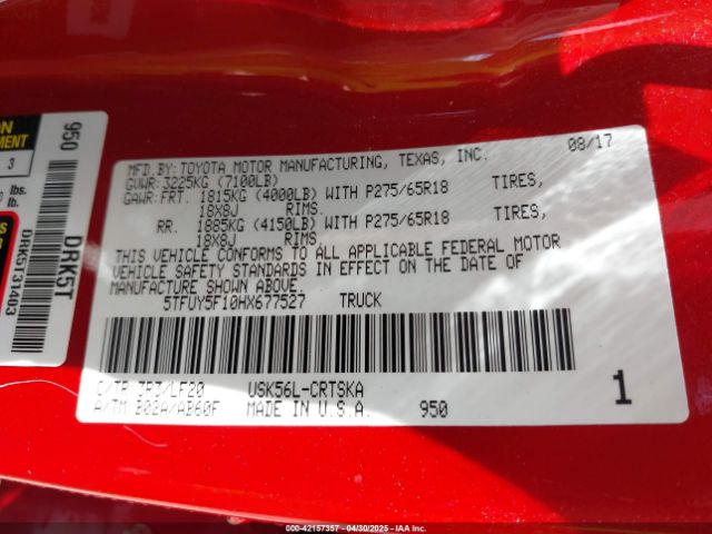 5TFUY5F10HX677527 Toyota Tundra Trd Pro 5.7l V8
