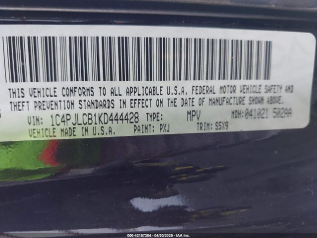 1C4PJLCB1KD444428 Jeep Cherokee Latitude Fwd