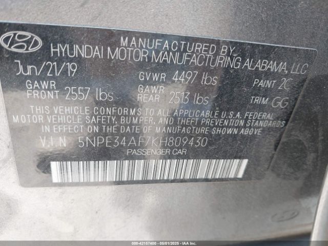 5NPE34AF7KH809430 Hyundai Sonata Limited