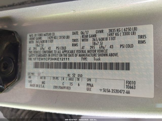 1FTEW1CP3HKE12111 Ford F-150 Xlt