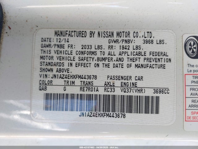JN1AZ4EHXFM443678 Nissan 2015