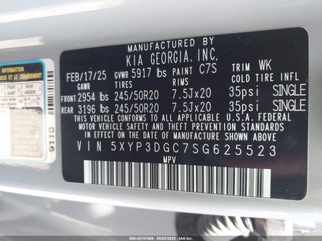 5XYP3DGC7SG625523 KIA Telluride Ex X-line