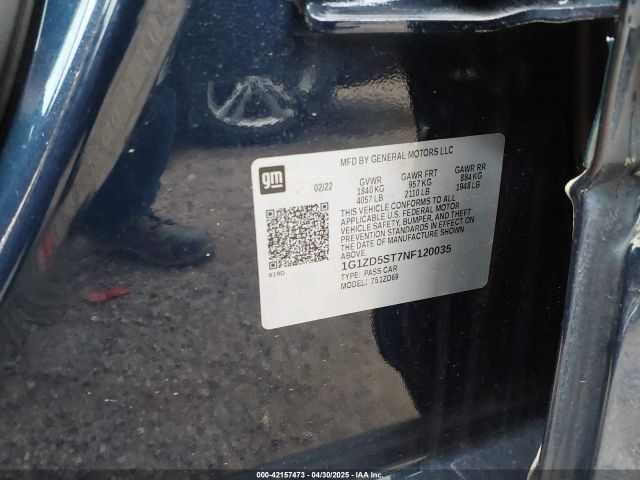 1G1ZD5ST7NF120035 Chevrolet Malibu Fwd Lt