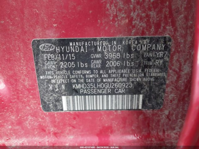 KMHD35LH0GU260923 Hyundai ELANTRA GT