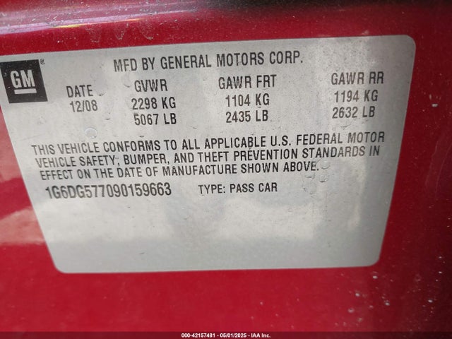 2009 CADILLAC CTS 1G6DG577090159663 Photo 8
