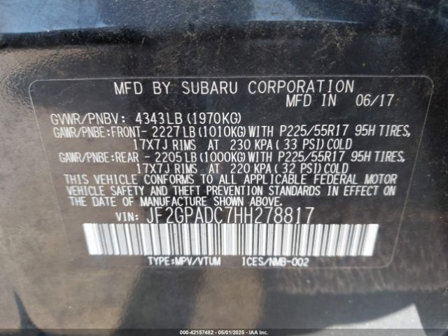 JF2GPADC7HH278817 Subaru Crosstrek 2.0i Premium