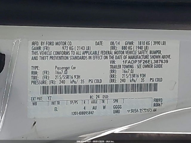 1FADP3F26EL387639 Ford FOCUS SE