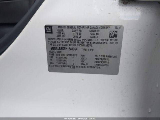 2GNALBEK8H1541354 Chevrolet EQUINOX LS