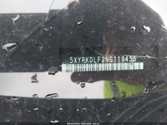 5XYRKDLF2NG119453 KIA SORENTO SX