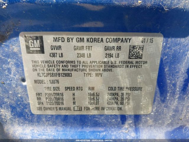KL7CJPSBXFB129083 Chevrolet Trax 1ls