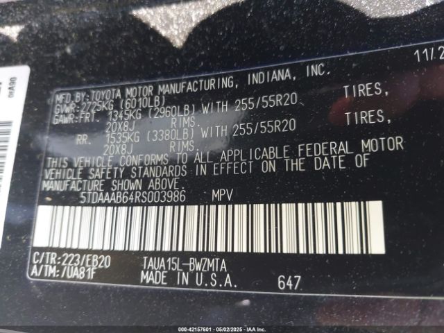 5TDAAAB64RS003986 Lexus Tx 350 Premium