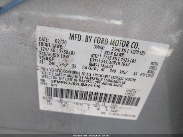 2020 FORD EDGE 2FMPK3J92LBA74106 Photo 8