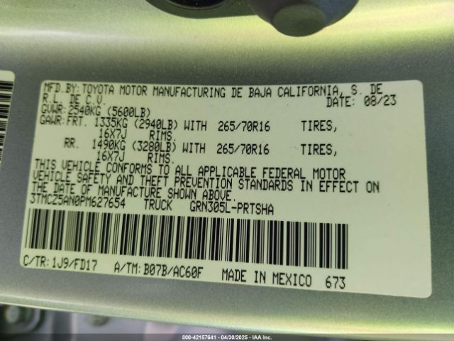3TMCZ5AN0PM627654 Toyota Tacoma Trd Off Road