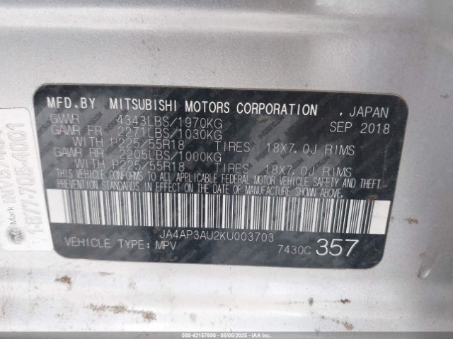 JA4AP3AU2KU003703 Mitsubishi Outlander Sport 2.0 Es