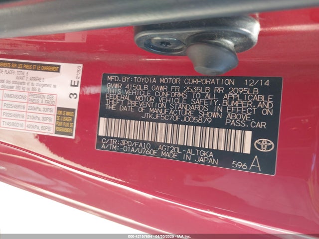 Scion 2ar-fe 2015 JTKJF5C70FJ005879 Image 9