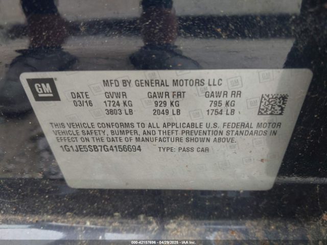 1G1JE5SB7G4156694 Chevrolet Sonic Ltz Auto