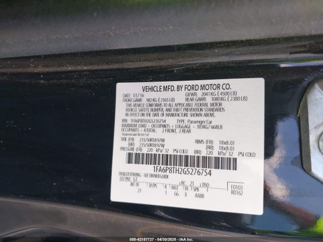 1FA6P8TH2G5276754 Ford Mustang Ecoboost