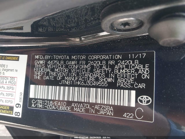 JTNB11HK6J3049555 Toyota CAMRY SE
