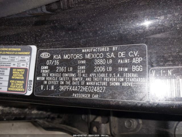 3KPFK4A72HE024827 KIA FORTE LX