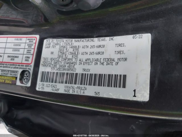 5TFJA5EC0NX005022 Toyota Tundra Limited