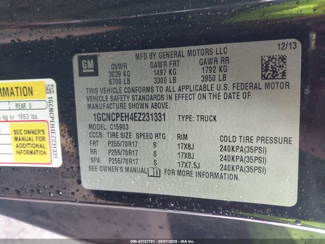 1GCNCPEH4EZ231331 Chevrolet Silverado 1500 Work Truck 2wt