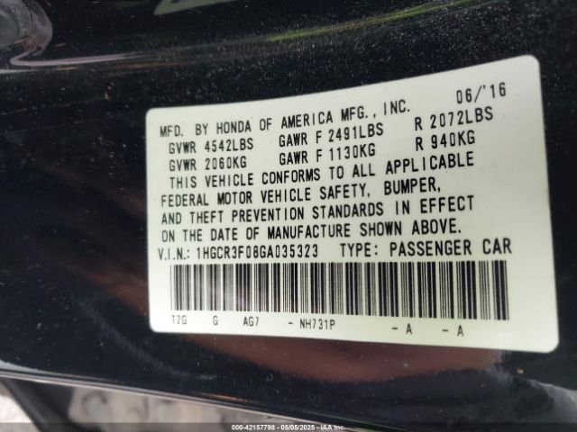 1HGCR3F08GA035323 Honda Accord Ex-l V-6