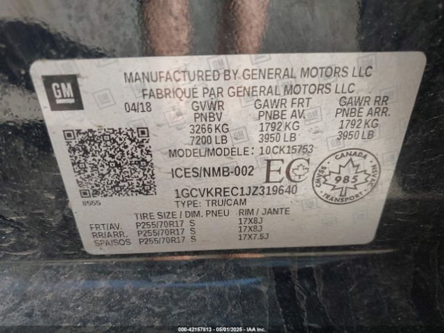 2018 CHEVROLET SILVERADO 1500 1GCVKREC1JZ319640 Photo 8