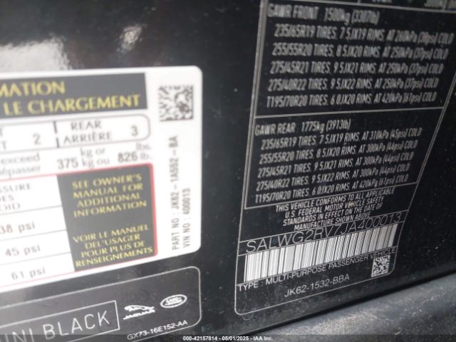 SALWG2RV7JA400013 Land Rover Range Rover Sport Se