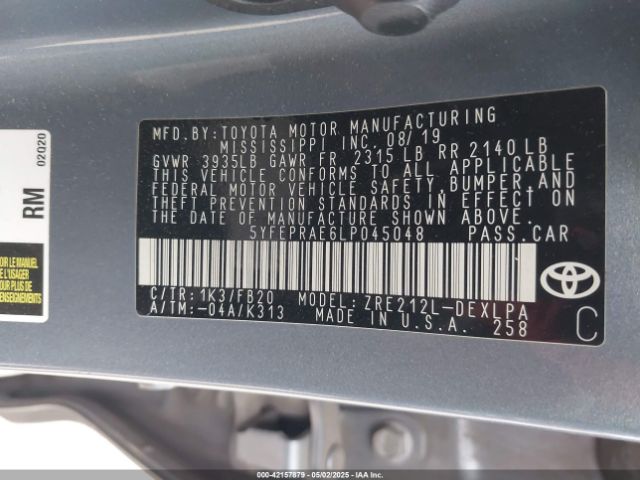 5YFEPRAE6LP045048 Toyota COROLLA LE
