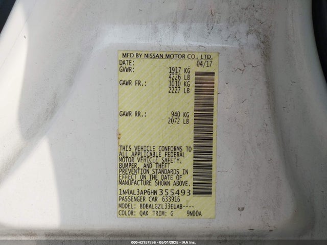 1N4AL3AP6HN355493 Nissan Altima 2.5 S