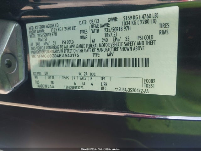 1FMCU0G94EUA43175 Ford ESCAPE SE