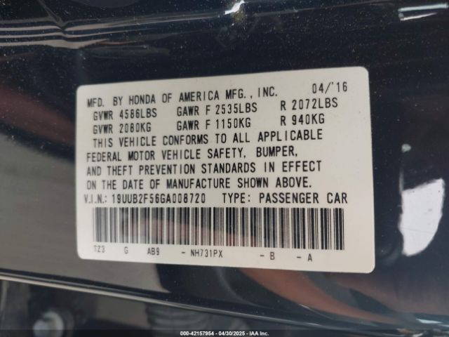 19UUB2F56GA008720 Acura Tlx V6 Tech