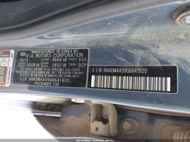KNADM4A39G6641920 KIA RIO LX