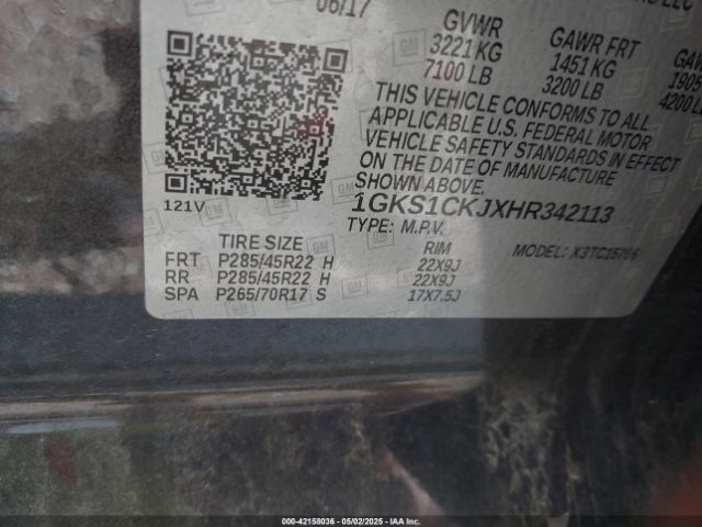 1GKS1CKJXHR342113 GMC YUKON DENALI
