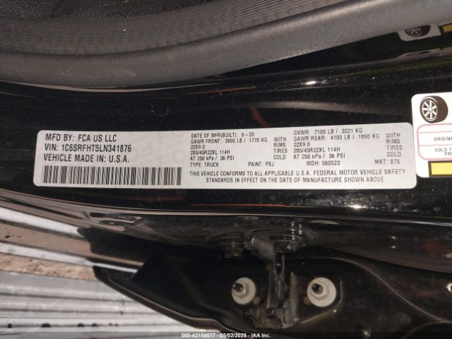 1C6SRFHT5LN341876 RAM 1500 Limited  4x4 5'7 Box
