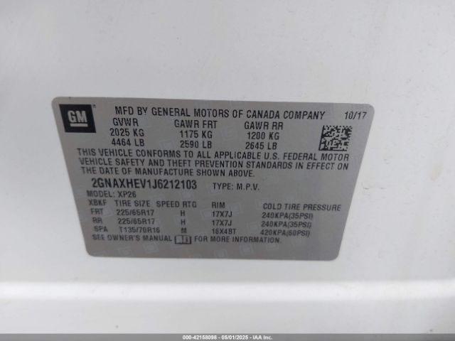 2GNAXHEV1J6212103 Chevrolet EQUINOX LS