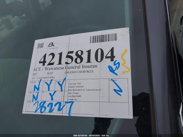 1C4RJYB68N8748802 Jeep Grand Cherokee