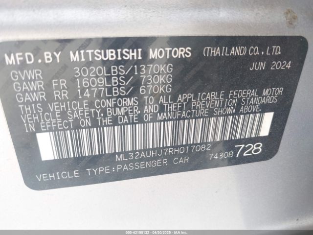 ML32AUHJ7RH017082 Mitsubishi Mirage Es/le