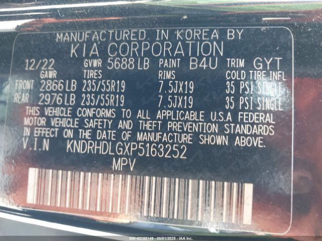 KNDRHDLGXP5163252 KIA Sorento Hybrid Ex