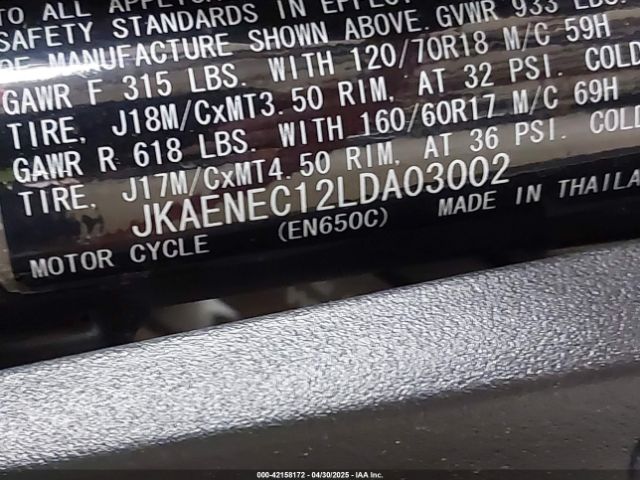 2020 KAWASAKI EN650 JKAENEC12LDA03002 Photo 9