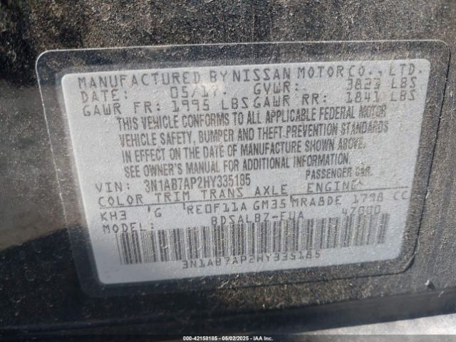 3N1AB7AP2HY335185 Nissan SENTRA S
